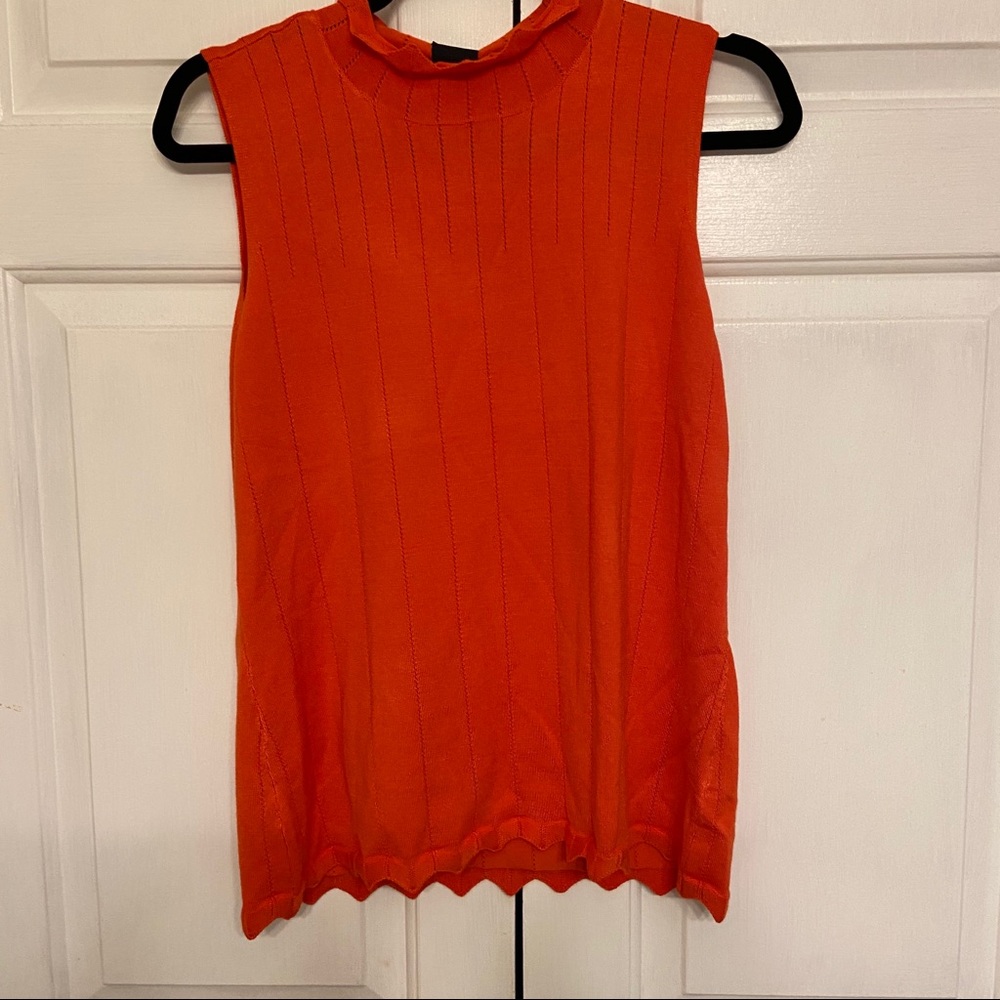 Devotion By Cyrus Pointelle Knit Orange Tank M